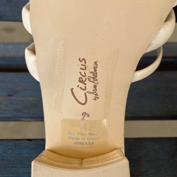 Circus by Sam Edelman Janessa Sandals 9.5 Cream Slip-On Strappy Square Toe Heels - Picture 8 of 8